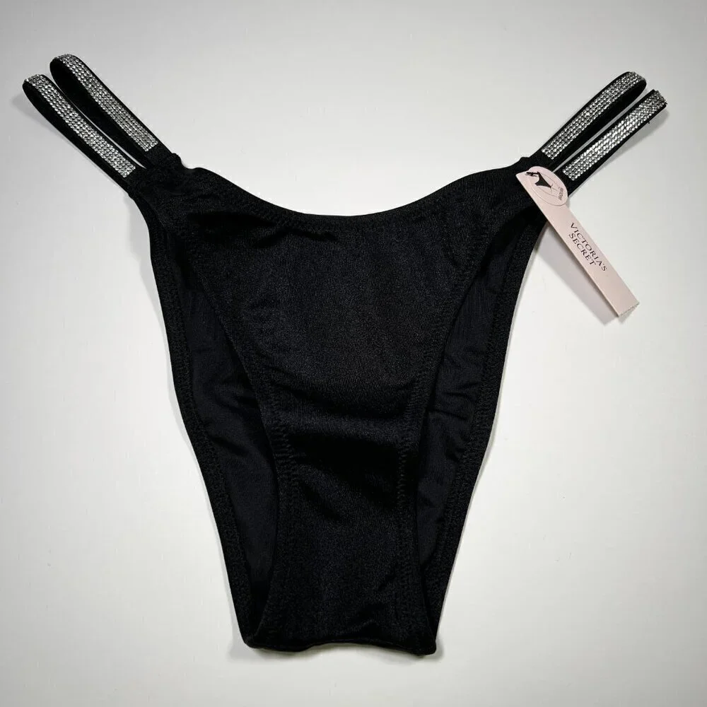 Victoria Secret 34A S Bombshell Push Up Bikini Top Set Glam Shine Strap Black
